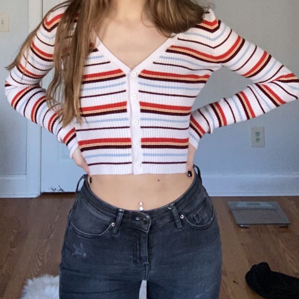 Striped cropped sweater